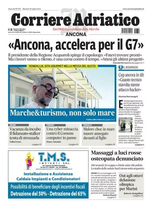 Prima-pagina-corriere adriatico-edizione-di-oggi-30-07-2024